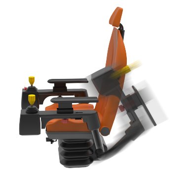 Интерьер кабины оператора с эргономичным сиденьем и органами управления